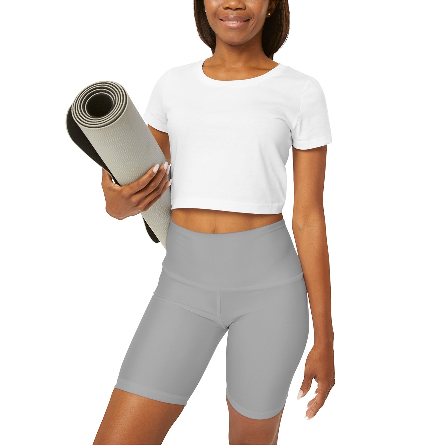 Light Grey BTS High Waisted Yoga Shorts