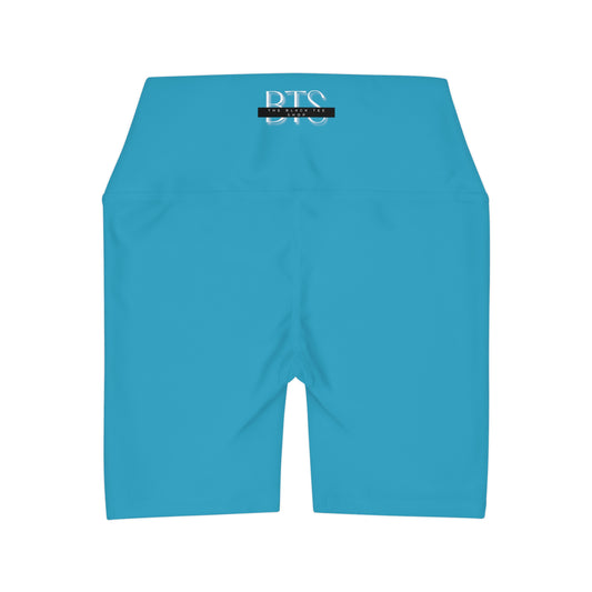 Turquoise Blue BTS High Waisted Yoga Shorts