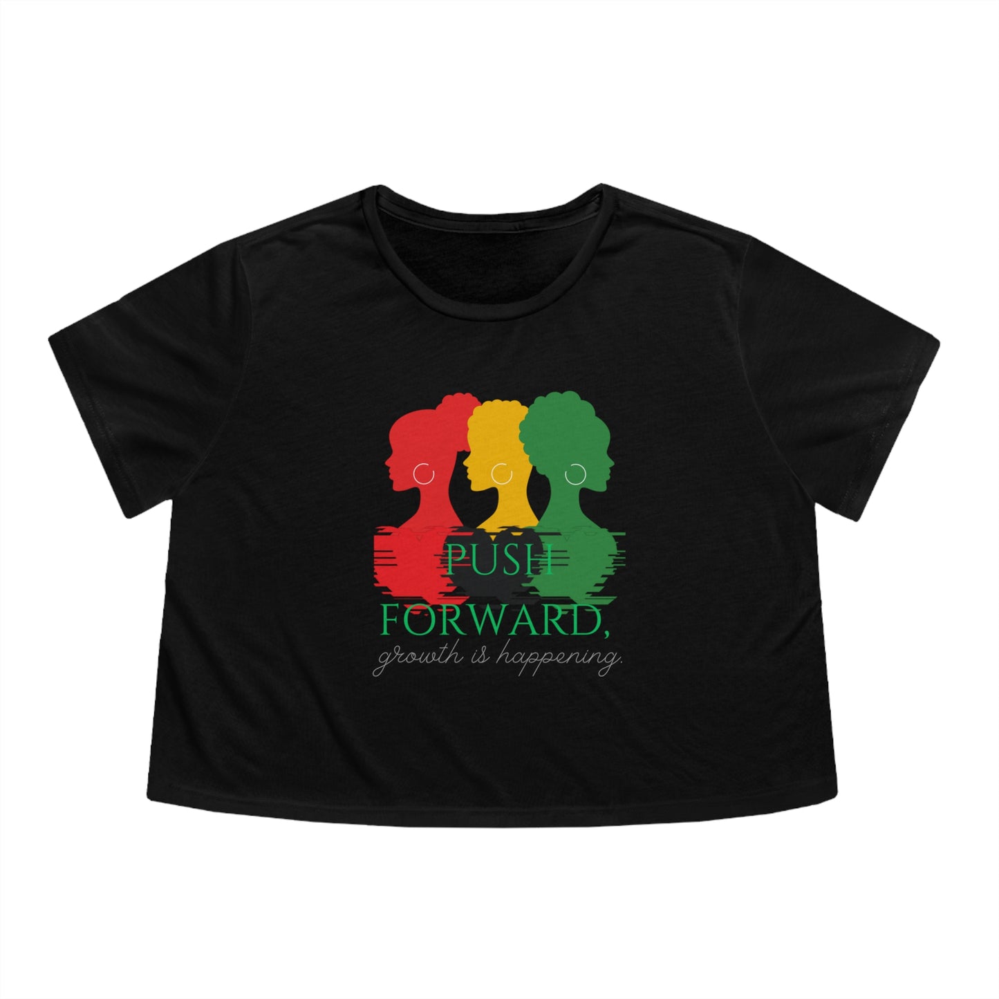 Push Forward, Growth is Happening Women's Flowy Cropped Tee