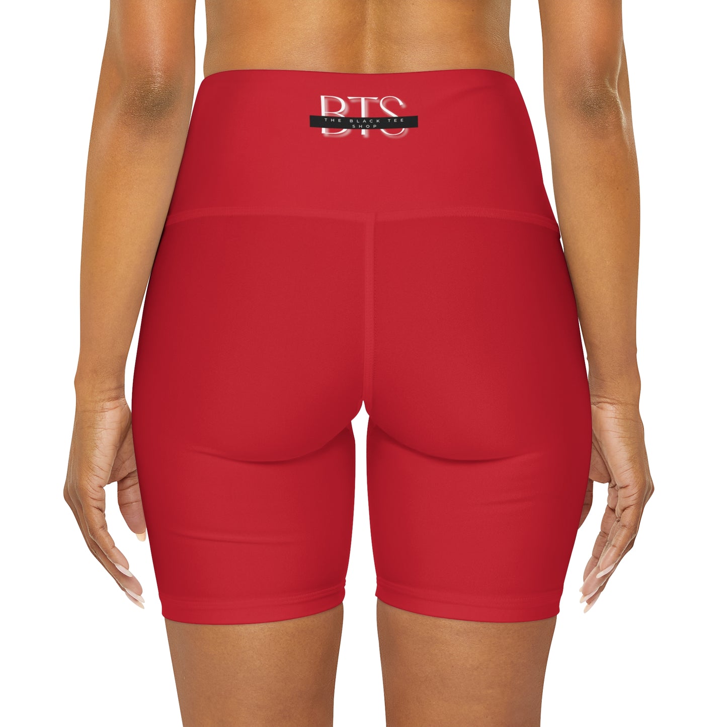 Deep Red BTS High Waisted Yoga Shorts