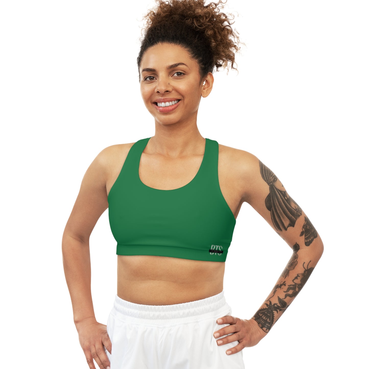 Dark Green Seamless Sports Bra