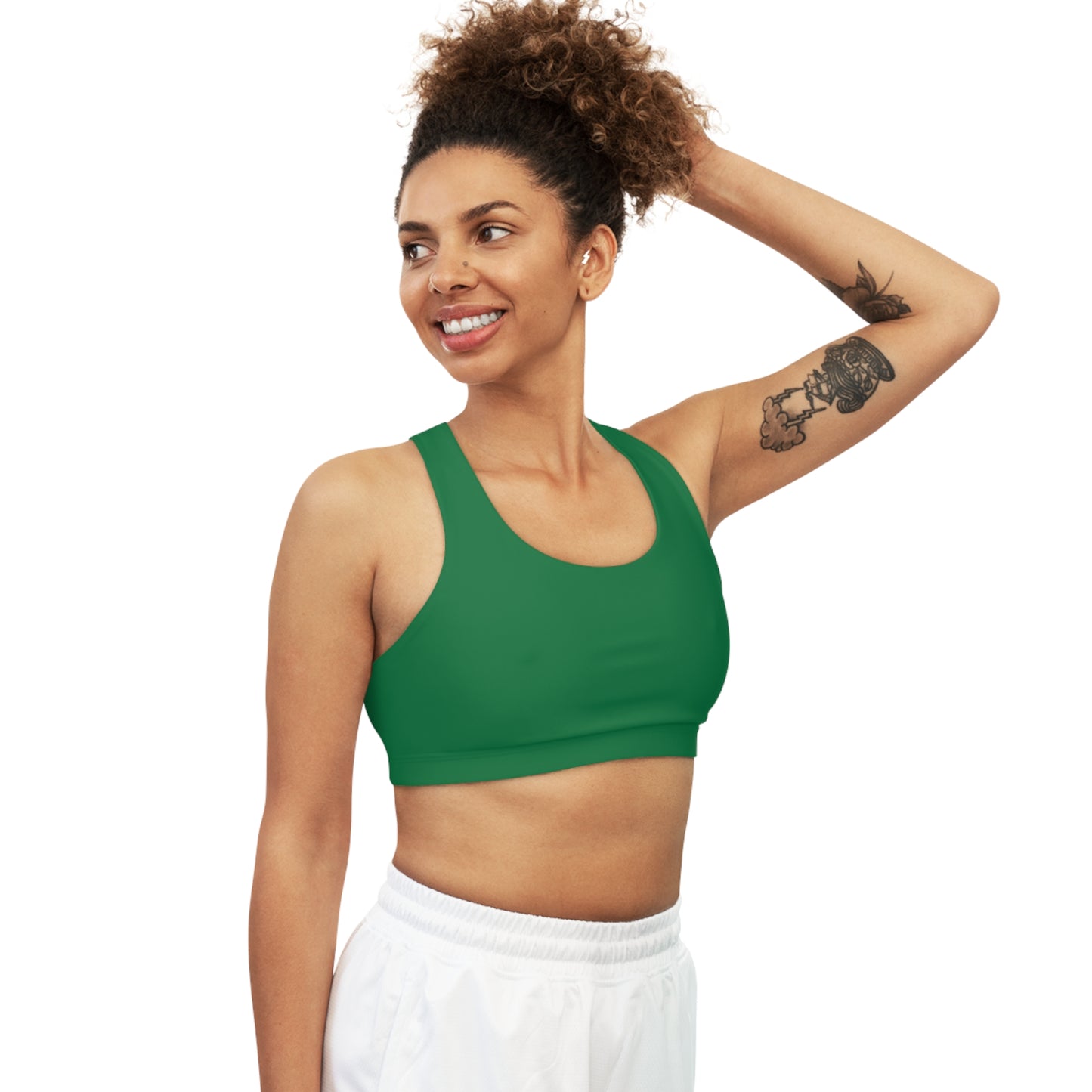 Dark Green Seamless Sports Bra