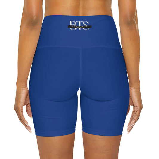 Dark Blue High Waisted Yoga Shorts