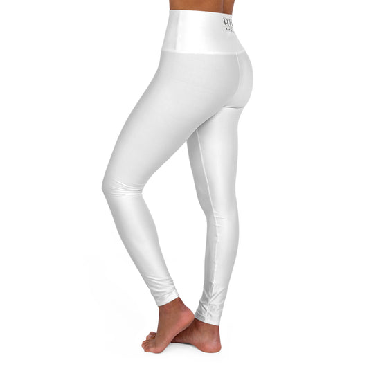 White BTS High Waisted Yoga Leggings